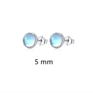 Tiny Small Round Moonstone Stud Earrings - Perimade & Co.