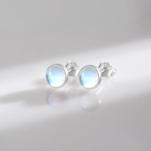 Tiny Small Round Moonstone Stud Earrings - Perimade & Co.