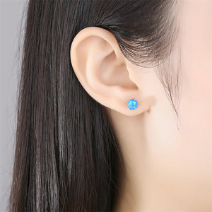 Tiny Small Round Opal Cabochon Stud Earrings - Perimade & Co.