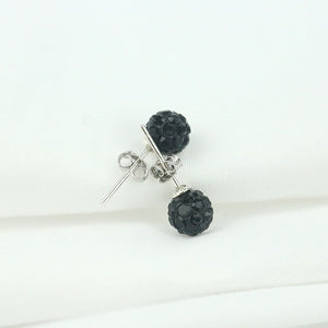 A pair of Shambala stud earrings with silver hypoallergenic posts and spherical cubic zirconia embellishments.