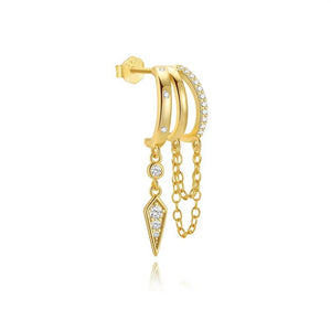 Triple Band Chain Dagger Drop Hoop Earrings - Perimade & Co.