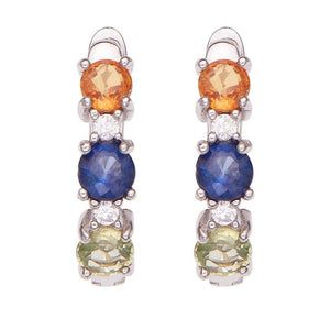 Triple Fancy Gemstone Huggie Hoop Earrings - Perimade & Co.