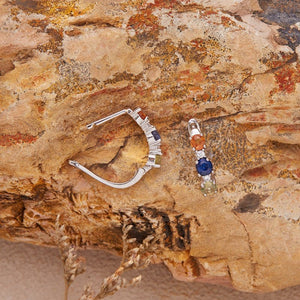Triple Fancy Gemstone Huggie Hoop Earrings - Perimade & Co.