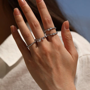 Triple Moissanite Dangle Charm Beaded Ring - Perimade & Co.