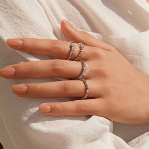 Triple Moissanite Dangle Charm Beaded Ring - Perimade & Co.
