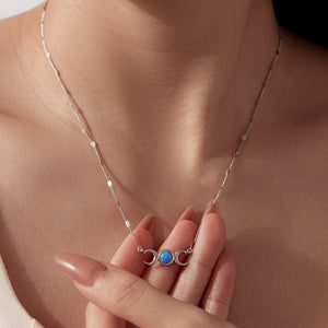 Triple Moon Opal Textured Pendant Necklace - Perimade & Co.