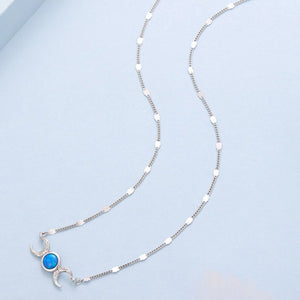 Triple Moon Opal Textured Pendant Necklace - Perimade & Co.