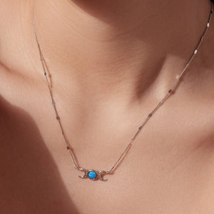 Triple Moon Opal Textured Pendant Necklace - Perimade & Co.