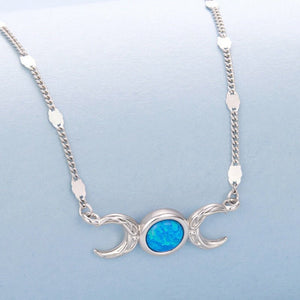 Triple Moon Opal Textured Pendant Necklace - Perimade & Co.