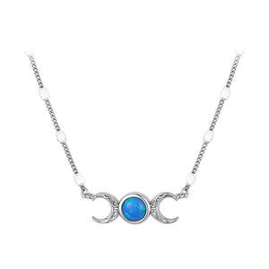 Triple Moon Opal Textured Pendant Necklace - Perimade & Co.
