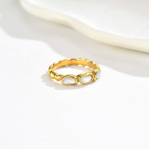 Triple Mother Of Pearl Heart Carved Band Ring - Perimade & Co.