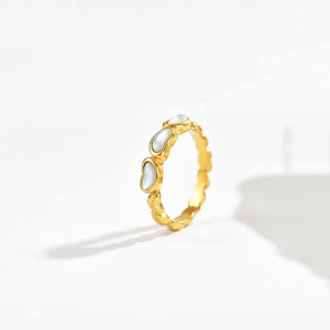 Triple Mother Of Pearl Heart Carved Band Ring - Perimade & Co.