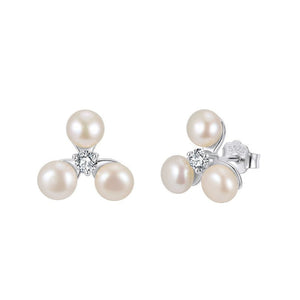 Triple Pearl Cluster CZ Cartilage Stud Earrings - Perimade & Co.