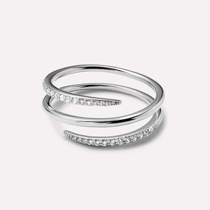 Triple Row Spiral Pave CZ Wrap Stacking Ring - Perimade & Co.