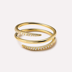 Triple Row Spiral Pave CZ Wrap Stacking Ring - Perimade & Co.