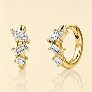 Triple Shape Moissanite Huggie Hoop Earrings - Perimade & Co.