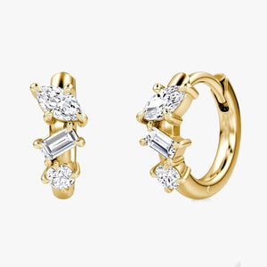Triple Shape Moissanite Huggie Hoop Earrings - Perimade & Co.
