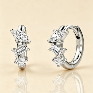 Triple Shape Moissanite Huggie Hoop Earrings - Perimade & Co.