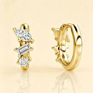Triple Shape Moissanite Huggie Hoop Earrings - Perimade & Co.