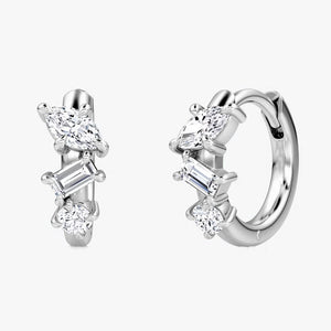 Triple Shape Moissanite Huggie Hoop Earrings - Perimade & Co.