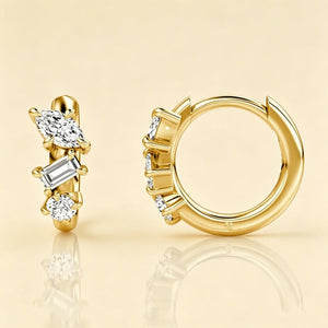 Triple Shape Moissanite Huggie Hoop Earrings - Perimade & Co.