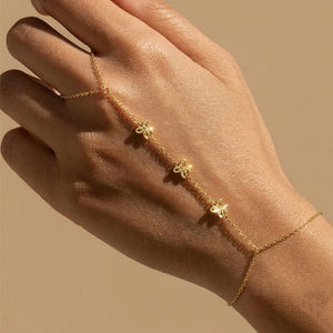 Triple Tiny Bow Knot Hand Chain Ring Bracelet - Perimade & Co.
