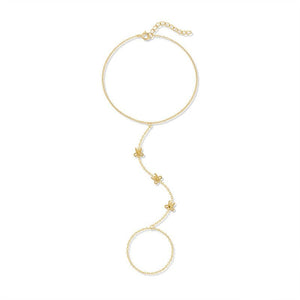 Triple Tiny Bow Knot Hand Chain Ring Bracelet - Perimade & Co.
