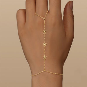 Triple Tiny Bow Knot Hand Chain Ring Bracelet - Perimade & Co.