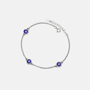 Triple Turkish Blue Evil Eye Charm Anklet - Perimade & Co.