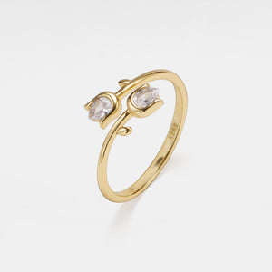 Tulip Flower Stacking Bypass Wrap Ring - Perimade & Co.
