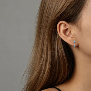 Turquoise Beaded Dangle Chain Stud Earrings - Perimade & Co.