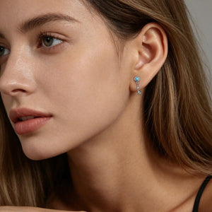 Turquoise Beaded Dangle Chain Stud Earrings - Perimade & Co.