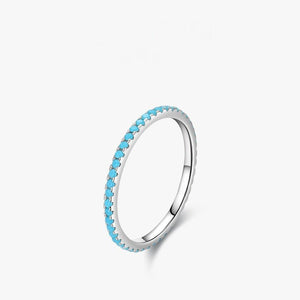 Turquoise Enamel Slim Half Eternity Band Ring - Perimade & Co.