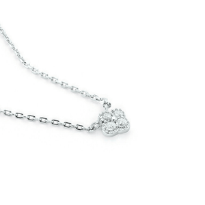 Silver necklace with a heart-shaped pendant on a white background