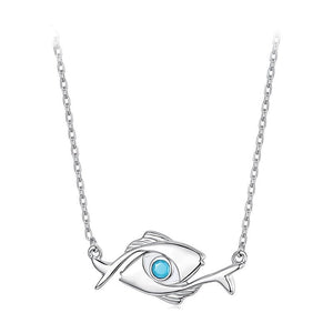 Turquoise Pisces Evil Eye Pendant Necklace - Perimade & Co.