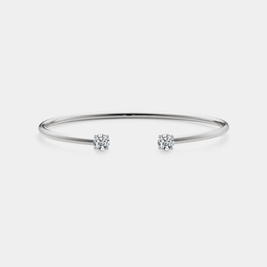 Twin Moissanite Open Cuff Bangle Bracelet - Perimade & Co.