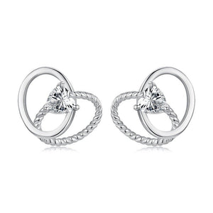 Twist Loops CZ Heart Stud Earrings - Perimade & Co.