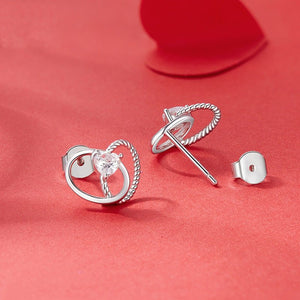 Twist Loops CZ Heart Stud Earrings - Perimade & Co.