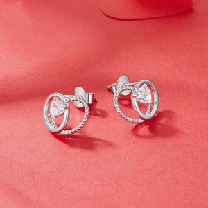 Twist Loops CZ Heart Stud Earrings - Perimade & Co.
