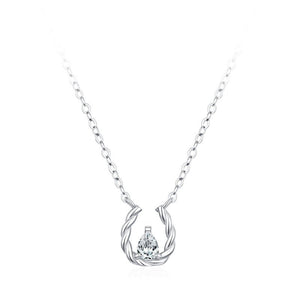 Twisted Horseshoe Teardrop Charm Necklace - Perimade & Co.