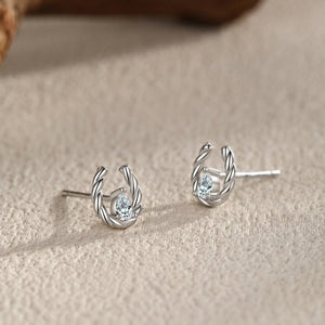 Twisted Horseshoe Teardrop CZ Stud Earrings - Perimade & Co.