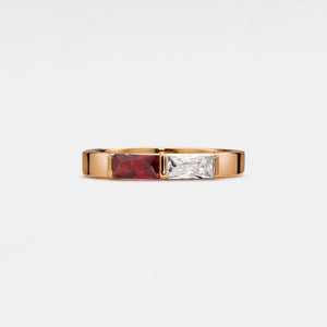 Two Custom Birthstone Wedding Band Ring - Perimade & Co.