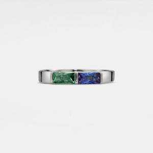 Two Custom Birthstone Wedding Band Ring - Perimade & Co.