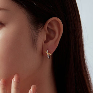Two-Tone Celestial Hollow Star Hoop Earrings - Perimade & Co.
