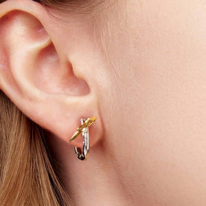 Two-Tone Celestial Hollow Star Hoop Earrings - Perimade & Co.