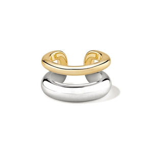 Two-Tone Chunky Dual Band Clip-On Earrings - Perimade & Co.