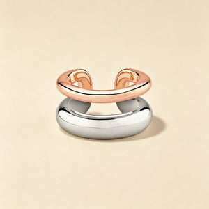 Two-Tone Chunky Dual Band Clip-On Earrings - Perimade & Co.
