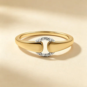 Two-Tone Crystal Pave Open Circle Band Ring - Perimade & Co.