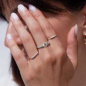 Two-Tone Crystal Pave Open Circle Band Ring - Perimade & Co.