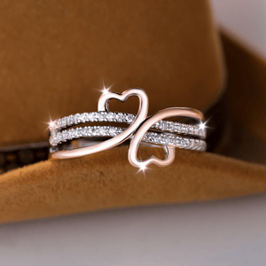 Two - Tone Double Heart Infinity Band Ring - Perimade & Co.
